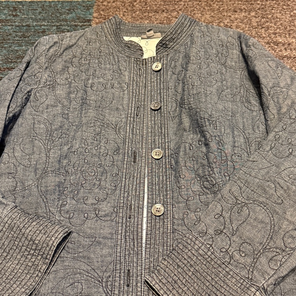 J. Jill Charcoal Jacket with Embroidery